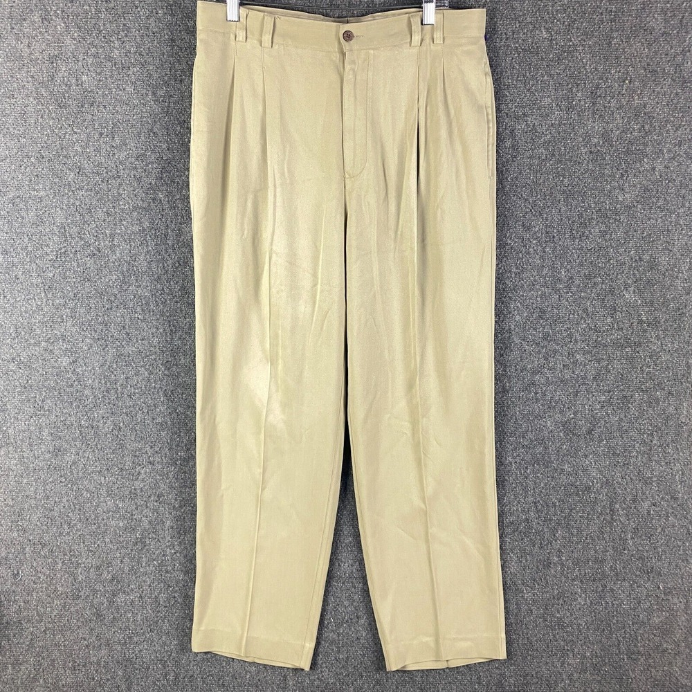 Tommy Bahama Pants Slacks Size 34 100% Silk Adults Beige